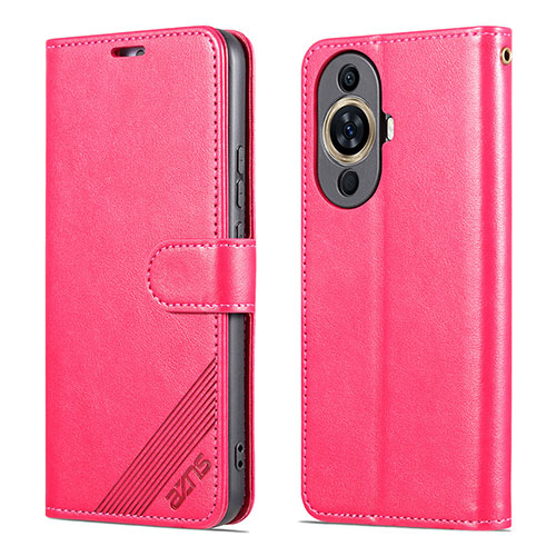 Leather Case Stands Flip Cover Holder YZ3 for Huawei Nova 11 Pro Hot Pink