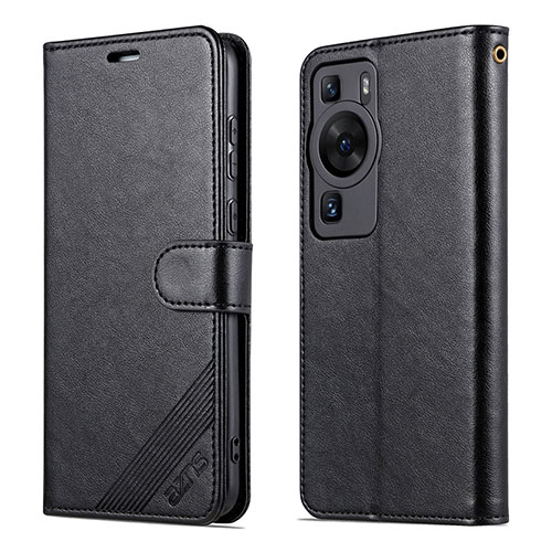 Leather Case Stands Flip Cover Holder YZ3 for Huawei P60 Pro Black