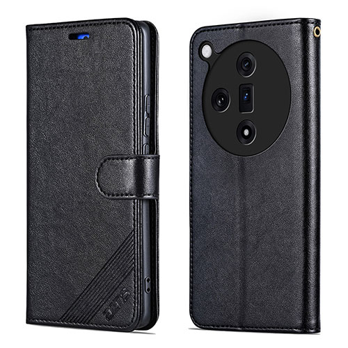 Leather Case Stands Flip Cover Holder YZ3 for Oppo Find X7 5G Black