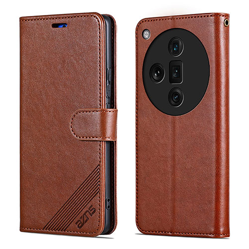 Leather Case Stands Flip Cover Holder YZ3 for Oppo Find X7 Ultra 5G Brown