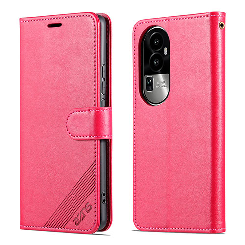 Leather Case Stands Flip Cover Holder YZ3 for Oppo Reno10 Pro+ Plus 5G Hot Pink