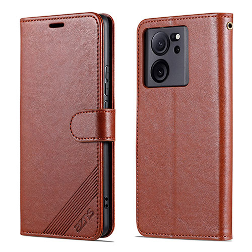 Leather Case Stands Flip Cover Holder YZ3 for Xiaomi Mi 13T 5G Brown