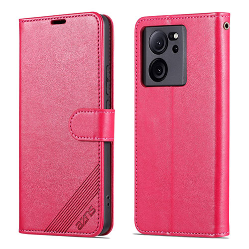 Leather Case Stands Flip Cover Holder YZ3 for Xiaomi Mi 13T 5G Hot Pink