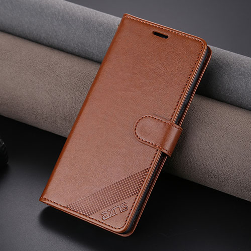 Leather Case Stands Flip Cover Holder YZ4 for Huawei Honor 90 5G Brown