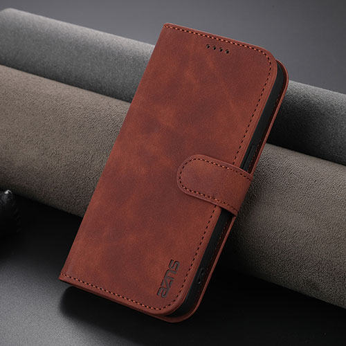 Leather Case Stands Flip Cover Holder YZ5 for Apple iPhone 16 Pro Brown