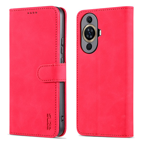 Leather Case Stands Flip Cover Holder YZ5 for Huawei Nova 11 Hot Pink