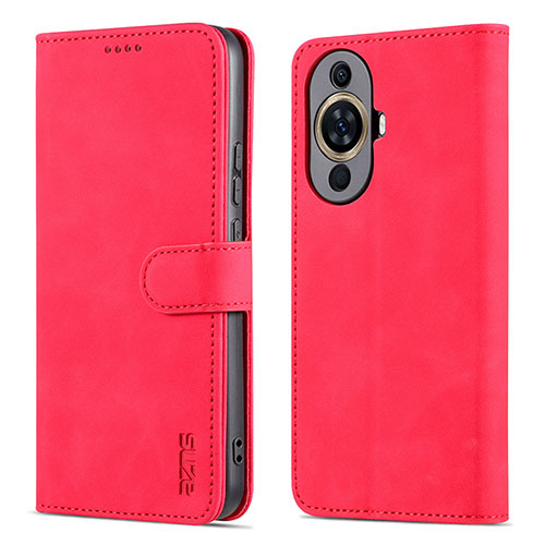 Leather Case Stands Flip Cover Holder YZ5 for Huawei Nova 11 Pro Hot Pink