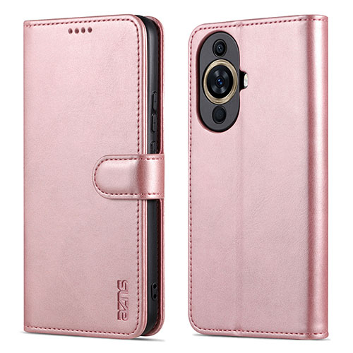 Leather Case Stands Flip Cover Holder YZ5 for Huawei Nova 11 Rose Gold