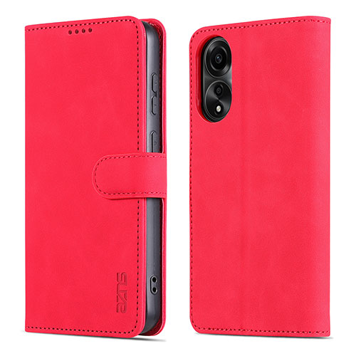 Leather Case Stands Flip Cover Holder YZ5 for Oppo A78 4G Hot Pink