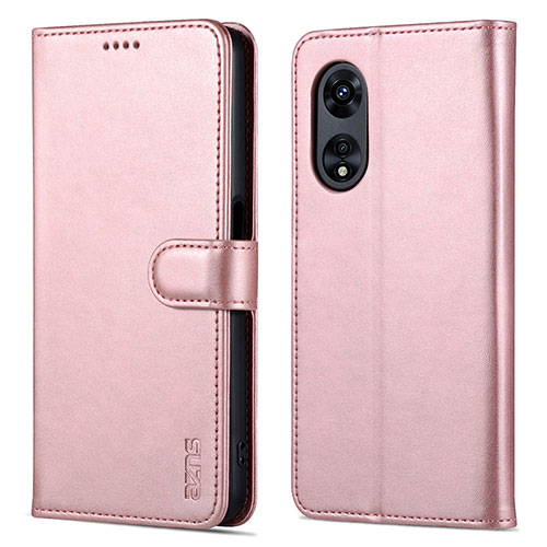 Leather Case Stands Flip Cover Holder YZ5 for Oppo A78 5G Rose Gold