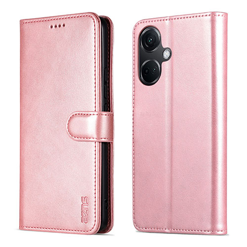 Leather Case Stands Flip Cover Holder YZ5 for Oppo K11 5G Rose Gold