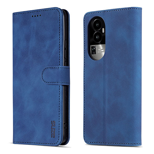 Leather Case Stands Flip Cover Holder YZ5 for Oppo Reno10 Pro+ Plus 5G Blue