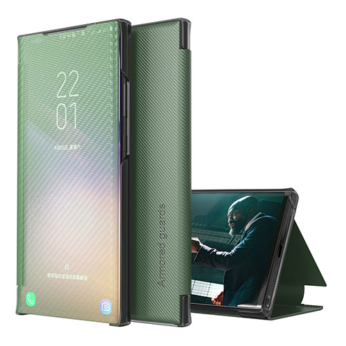 Leather Case Stands Flip Cover Holder ZL1 for Samsung Galaxy A12 5G Green