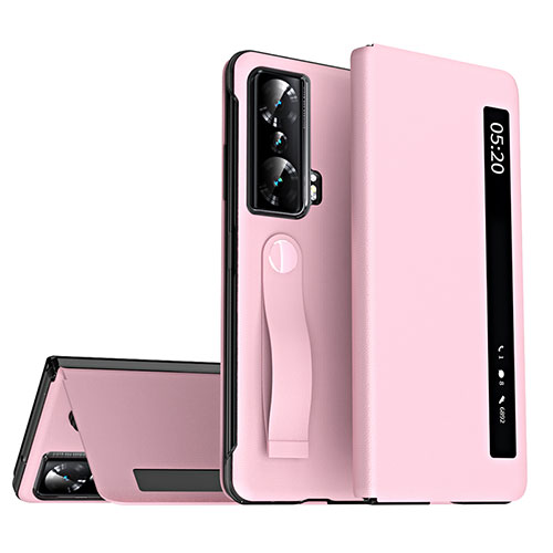 Leather Case Stands Flip Cover Holder ZL2 for Huawei Honor Magic Vs 5G Rose Gold