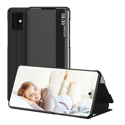 Leather Case Stands Flip Cover Holder ZL2 for Samsung Galaxy A51 4G Black