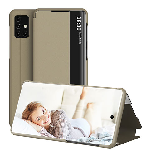 Leather Case Stands Flip Cover Holder ZL2 for Samsung Galaxy A51 4G Gold