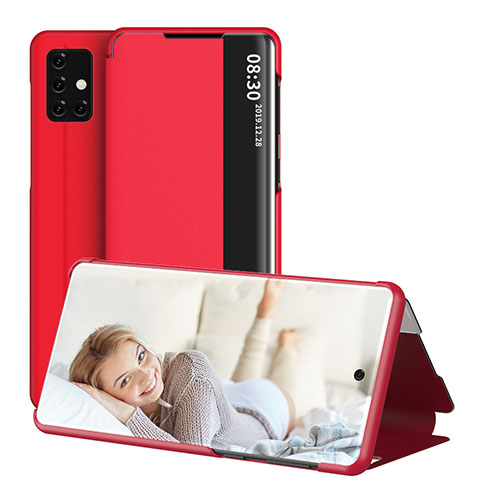 Leather Case Stands Flip Cover Holder ZL2 for Samsung Galaxy A71 4G A715 Red