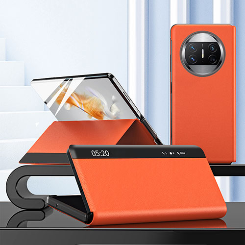 Leather Case Stands Flip Cover Holder ZL3 for Huawei Mate X5 Orange