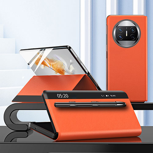 Leather Case Stands Flip Cover Holder ZL5 for Huawei Mate X5 Orange