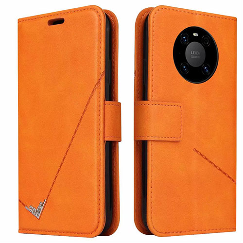 Leather Case Stands Flip Cover K06 Holder for Huawei Mate 40 Pro Orange