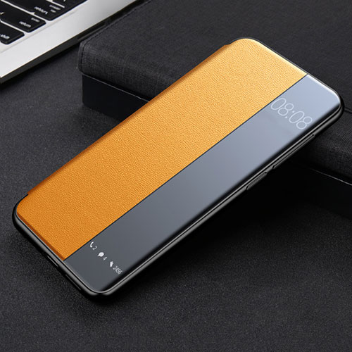 Leather Case Stands Flip Cover K09 Holder for Huawei Mate 40 Pro Yellow