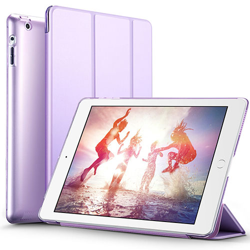 Leather Case Stands Flip Cover L01 for Apple iPad 2 Purple