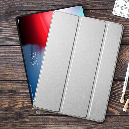 Leather Case Stands Flip Cover L01 for Apple iPad Pro 12.9 (2018) Silver