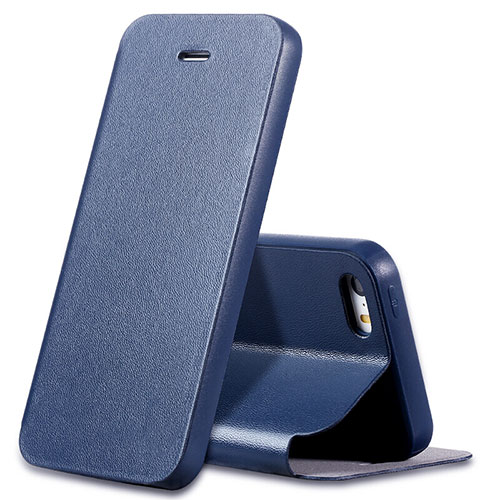 Leather Case Stands Flip Cover L01 for Apple iPhone 5 Blue