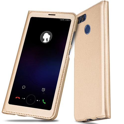 Leather Case Stands Flip Cover L01 for Huawei Enjoy 7S Gold