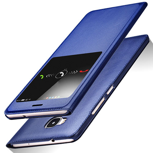 Leather Case Stands Flip Cover L01 for Huawei G7 Plus Blue