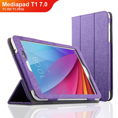 Leather Case Stands Flip Cover L01 for Huawei Mediapad T1 7.0 T1-701 T1-701U Purple