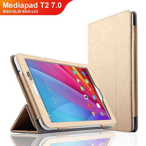 Leather Case Stands Flip Cover L01 for Huawei Mediapad T2 7.0 BGO-DL09 BGO-L03 Gold