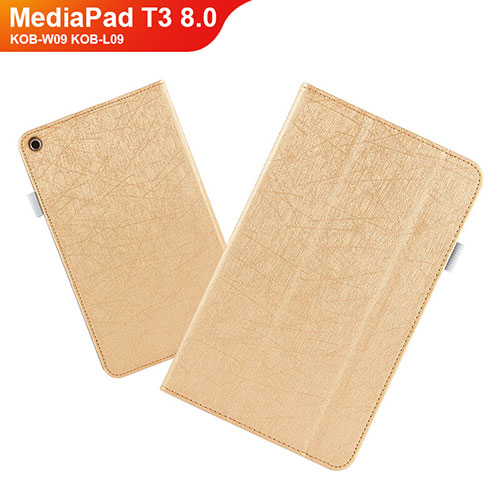 Leather Case Stands Flip Cover L01 for Huawei MediaPad T3 8.0 KOB-W09 KOB-L09 Gold