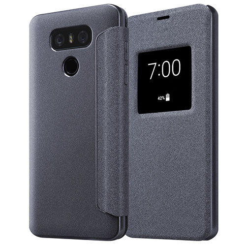 Leather Case Stands Flip Cover L01 for LG G6 Black