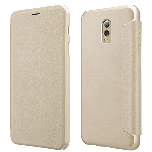 Leather Case Stands Flip Cover L01 for Samsung Galaxy J7 Plus Gold