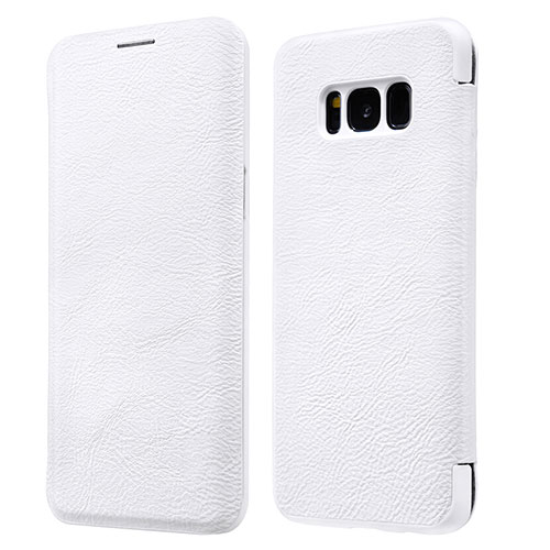 Leather Case Stands Flip Cover L01 for Samsung Galaxy S8 White