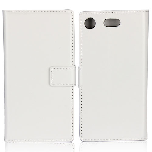 Leather Case Stands Flip Cover L01 for Sony Xperia XZ1 Compact White