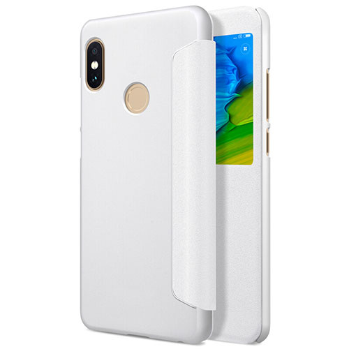 Leather Case Stands Flip Cover L01 for Xiaomi Redmi Note 5 White