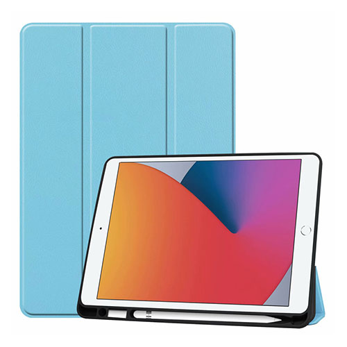 Leather Case Stands Flip Cover L01 Holder for Apple iPad 10.2 (2021) Sky Blue