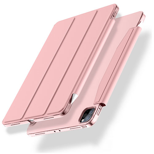 Leather Case Stands Flip Cover L01 Holder for Apple iPad Pro 12.9 (2021) Rose Gold
