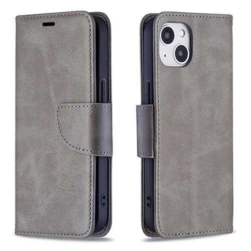 Leather Case Stands Flip Cover L01 Holder for Apple iPhone 13 Gray