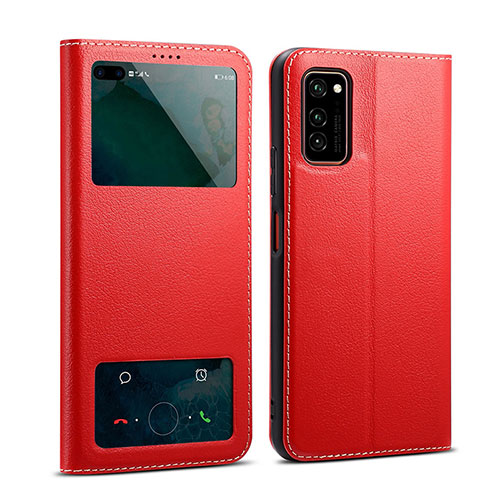 Leather Case Stands Flip Cover L01 Holder for Huawei Honor V30 5G Red