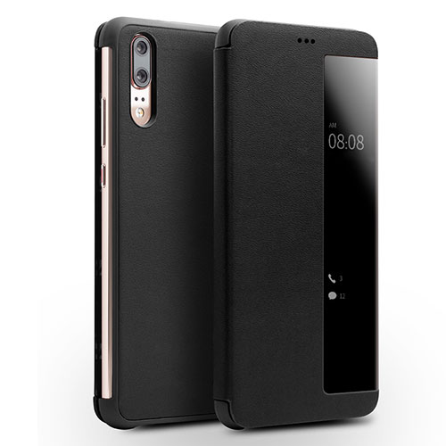 Leather Case Stands Flip Cover L01 Holder for Huawei P20 Black