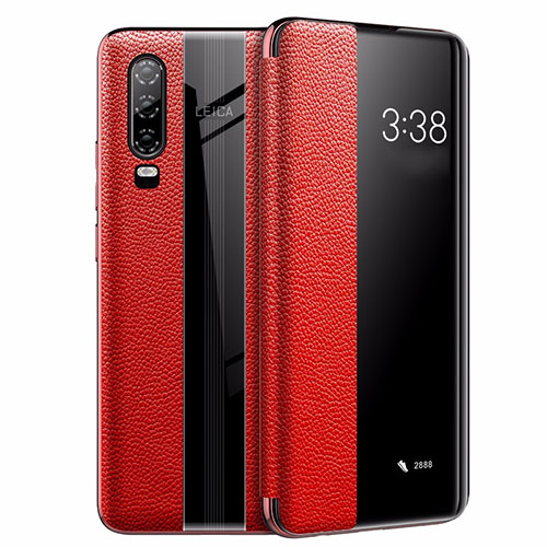 Leather Case Stands Flip Cover L01 Holder for Huawei P30 Red