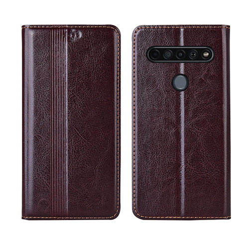 Leather Case Stands Flip Cover L01 Holder for LG K41S Brown