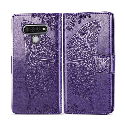 Leather Case Stands Flip Cover L01 Holder for LG Stylo 6 Purple