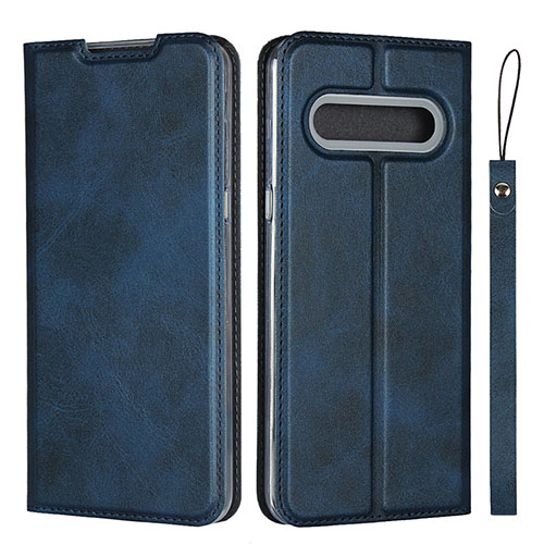 Leather Case Stands Flip Cover L01 Holder for LG V60 ThinQ 5G Blue