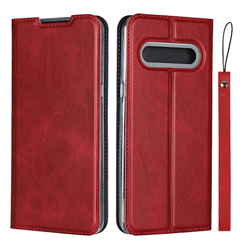 Leather Case Stands Flip Cover L01 Holder for LG V60 ThinQ 5G Red