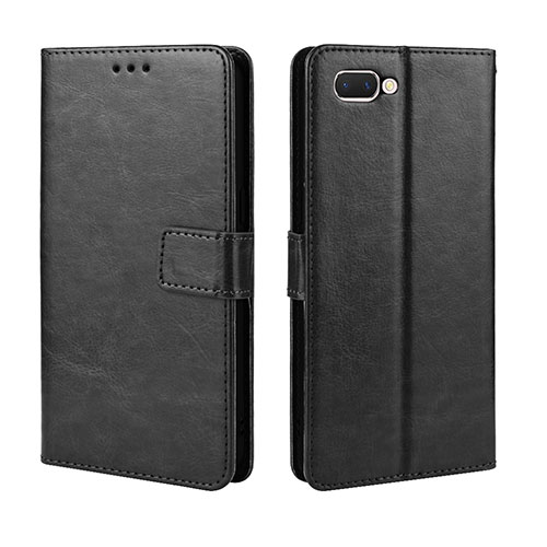 Leather Case Stands Flip Cover L01 Holder for Oppo A12e Black