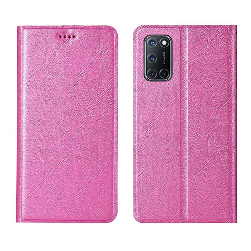 Leather Case Stands Flip Cover L01 Holder for Oppo A52 Pink